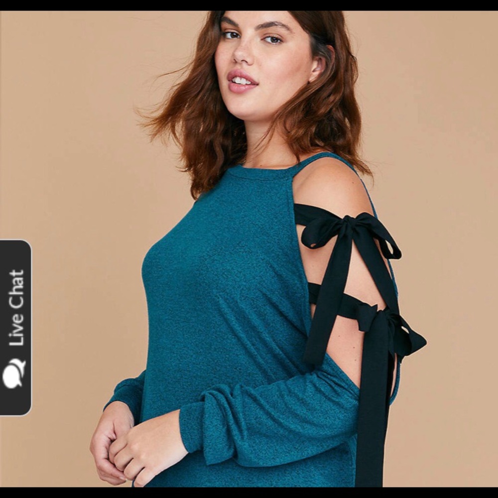 Lane Bryant Bow Cold Shoulder Hacci Top